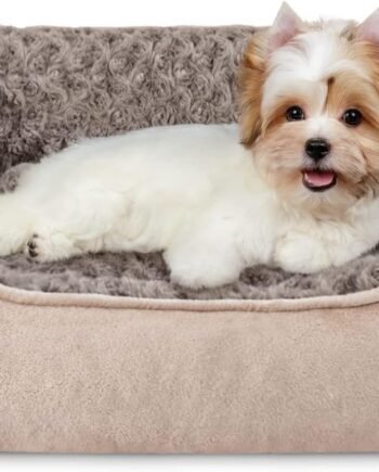 Rectangle Dog Bed for Large Medium Small Dogs Machine Washable Sleeping Sofa Non-Slip Bottom Breathable Soft Puppy Bed Durable Orthopedic Calming Pet , Multiple Size, Beige