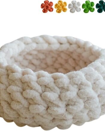 Cat Nest Bed – Premium Handwoven Washable Extra Soft Round Cave House for Indoor Kitten & Kitty, Small & Large (Cloud White,Medium)