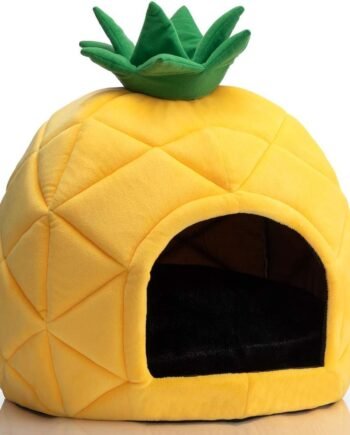 Cozy Pet , Warm Cave Nest Sleeping Bed Pineapple Shape Puppy House for Cats and Small Dogs, Yellow
