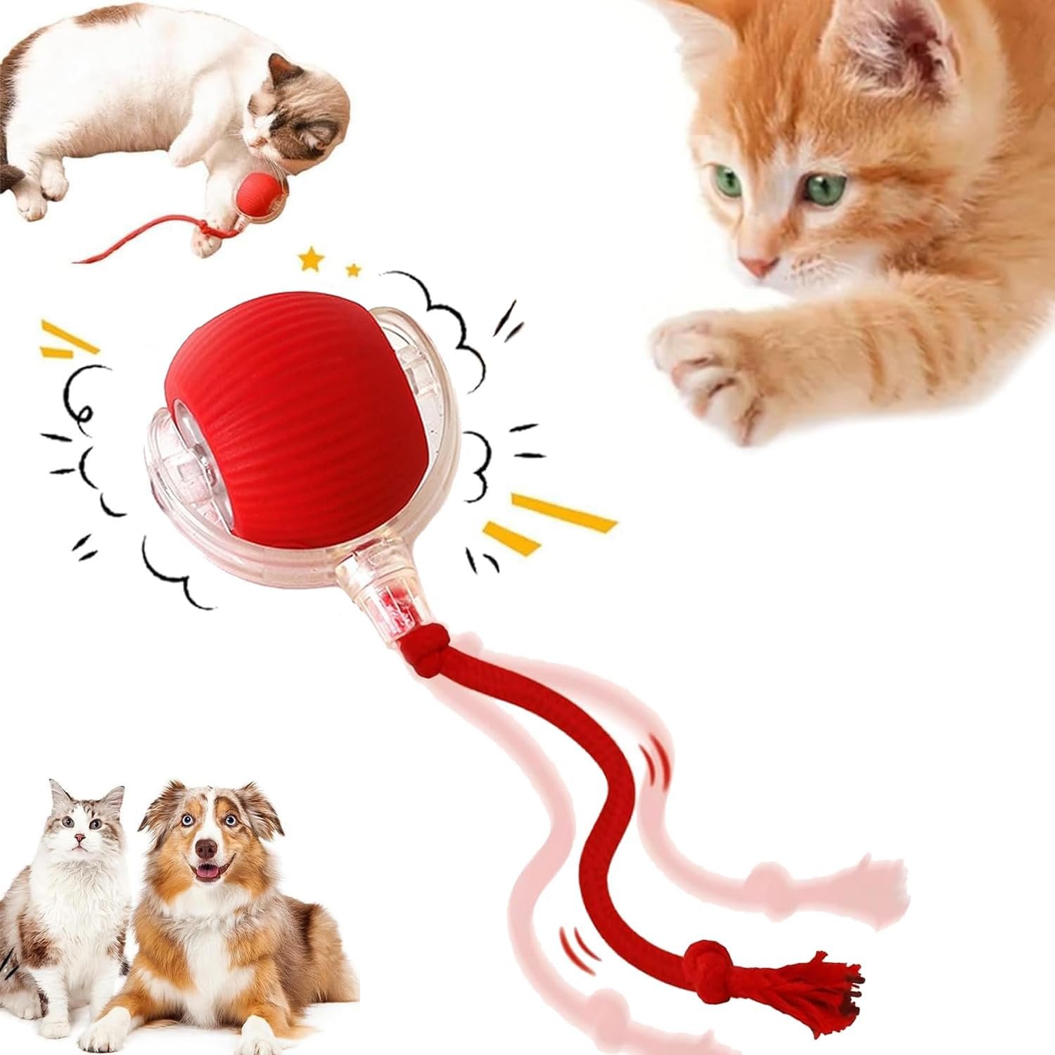 Interactive Electric Dog Ball, 360 Smart Automatic Cat Ball Toys for Bored Indoor Cats and Dogs