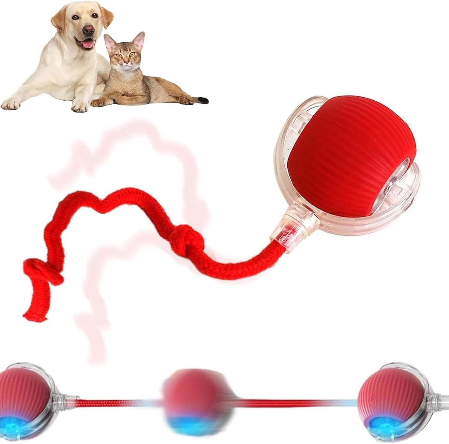 Interactive Dog Ball, Interactive Rolling Dog Ball, Interactive Electric Automatic Rolling Moving Rechargeable Self Play Stimulation Toy, 360 Smart Self-Rolling Kitty Toys for Cats & Dogs