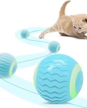 Interactive Cat Toy Ball, Electric Cat Ball with LED Lights, Rolling Cats Toy and Smart Automatic Moving Toy Balls for Cats, Kitten, Dogs with Type-C Charge