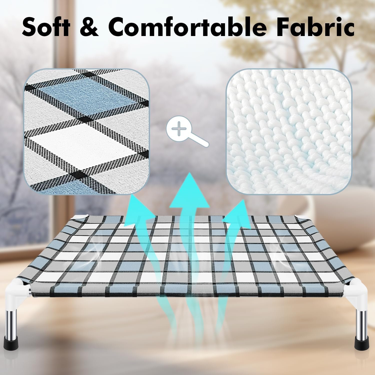 Outdoor Raised Dog Bed Outdoor Dogs Bed Lifted Pet Bed Dog Cot for Medium Pet Taste Life, Start with A Pet Bed 34'' x 26'' x 5''