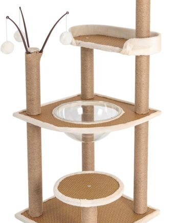 Cat Tree, 48-Inch Cat Tower for Indoor Cats, 4-Tiers Cat Climbing Frame w/Hemp Rope Scratching Post, Clear Space Capsule, Cat Tower Pet Play House Furniture up to 33.07 LBS Capacity for Cats