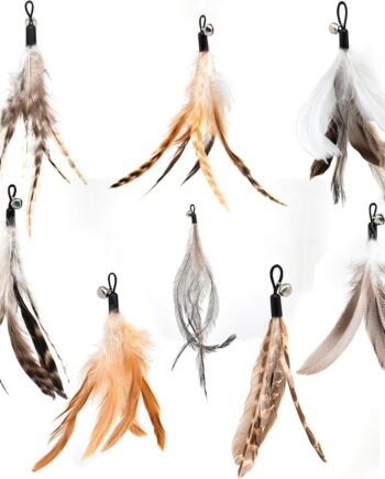 Natural unstained Feathers,8PCS Cat Feather Toys Replacement Wand Toy Refills, Cat Feathers Refill for Indoor Cats,Perfect Wand Attachments