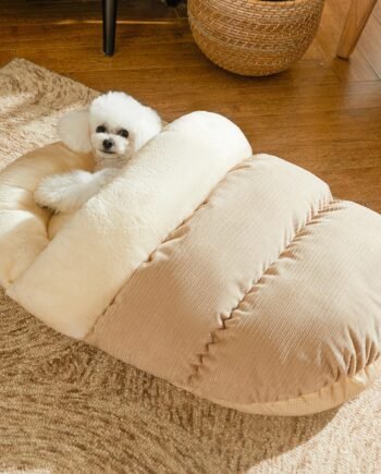 Bed for Dog and Cat, Pet Bed, Ultra Soft Cute Plush Slipper Cat Cave Bed, Anti Slip Warm Pet House Nest, Self-Warming, Ideal for Indoor Use - Fits up to 25lbs (30"X22", L, Light Brown)