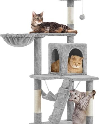 Cat Tree Tower Kitten Condo Scratching Post with Hammock Basket 54in